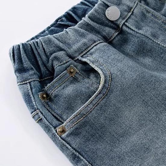 Kinderen Wijdvallende Jeans Hoge Taille Casual Rechte Pijp Broeken Modieuze Kinder Jeans voor Lente Zomer