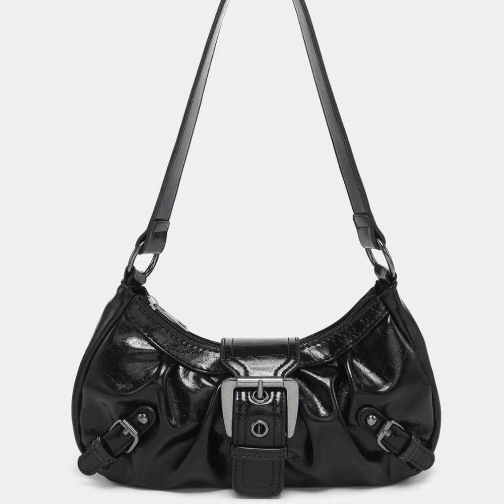 Retro Stijl Oude Tweekleurige Schoudertas Casual Tas Black veelkleurig