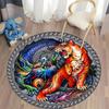 Vibrant Dragon and Tiger Design Rug for Living Spaces Round Carpet for Home Sofa Bedroom, Gift