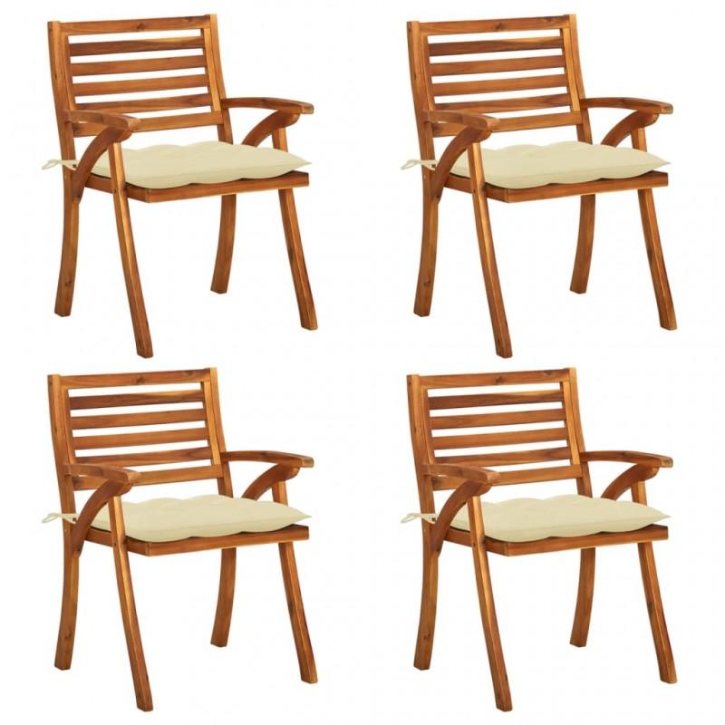 Day and Night - Day and Night Garden Chairs with Cushions 4 Units Solid Acacia Wood