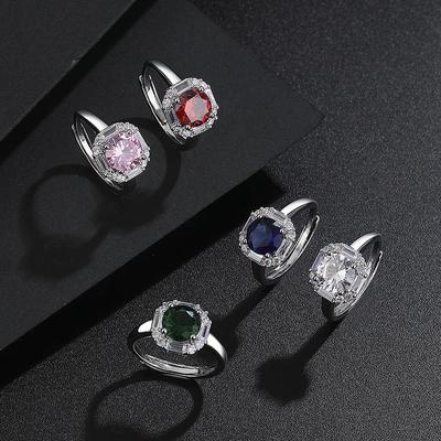 Women's Luxury Minimalist Square Ring with Colorful Zircon Inlaid Diamonds