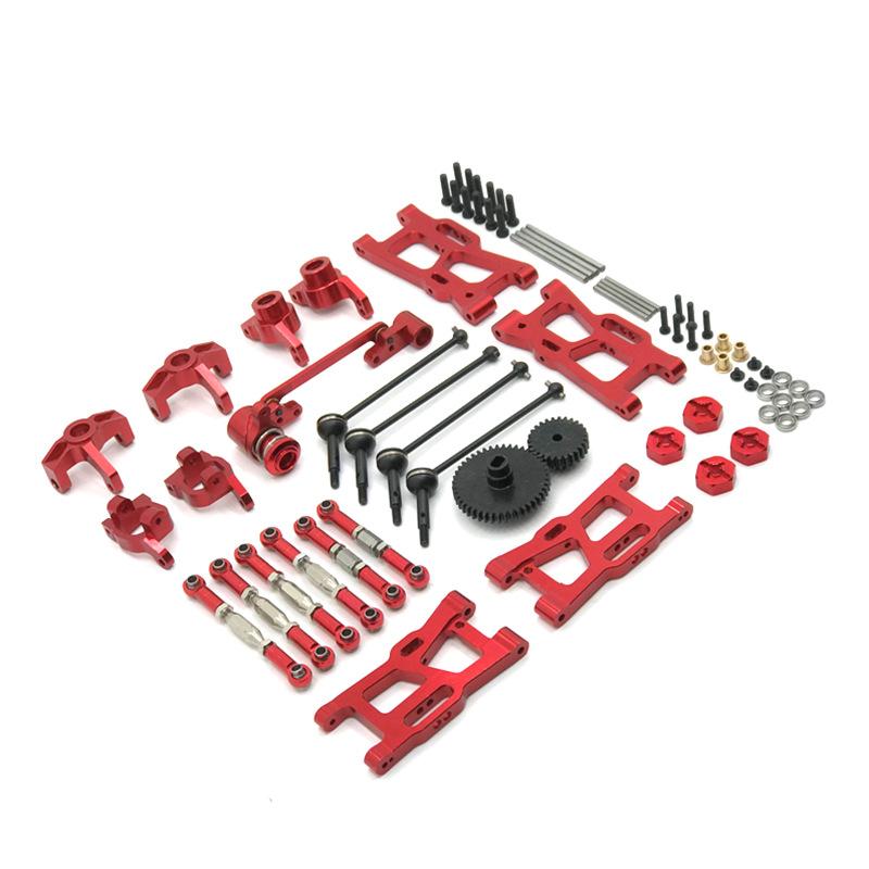 For WLtoys 124016 124017 -18 124019 144001144010 RC Car Parts Metal Upgrade Kit Drive Shaft Pull Rod Swing Arm Steering Cup Gear
