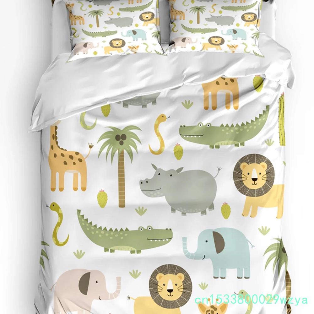 Elefant Kinderzimmer Dekor Bettwäsche Set Für Schlafzimmer Bett Zuhause Niedliche Elefanten Halten Herzform Bettbezug Steppdeckenbezug Kissenbezug