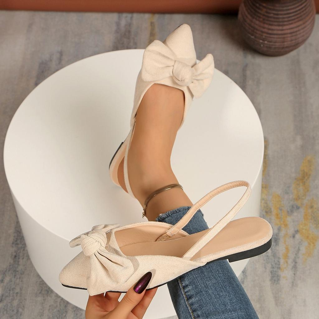 2025 New Ladies Shoes Closed Toe Women's Sandals Fashion Daily Summer Plus Size Butterfly-knot Slingbacks Flat Sandals
