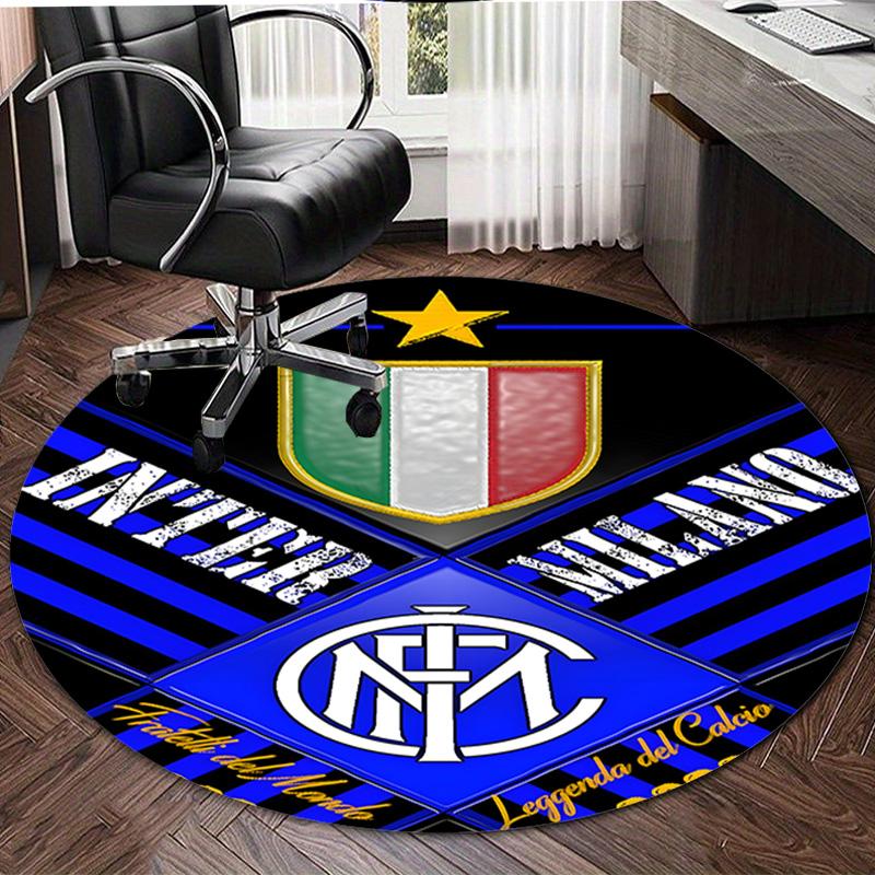 1pc I-Internazionale Milano Print Round Carpet Chair Round Carpet Suitable for Bedroom Living Room Home Decorative Carpet