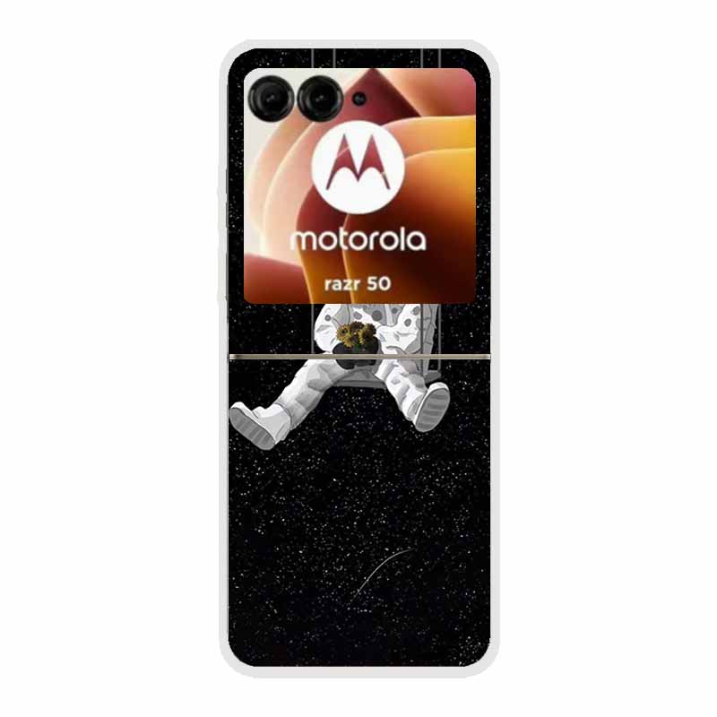 For Moto Razr 50 Case Clear Plastic Hard Painted Space Transparent Phone Covers for Motorola Razr 60 50 Coque Razr 2024 PC Cases