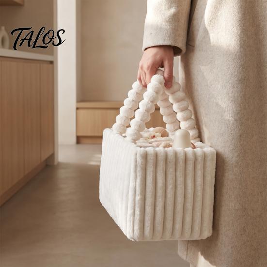 Large Capacity Baby Essentials Organizer Plush Diaper Caddy, Quilted Gear Organizer, Lightweight Mommy Bag, Caddy Fuzzy Travel Tote for Newborn