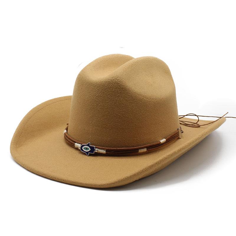 Cowboy Style Decoration Western Denim Felt Top Hat Outdoor Travel Warm Hat Tide