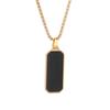 Stainless Steel Glossy Rectangular Black Pendant Necklace for Men Women Personalized Fashion Casual Party Jewelry