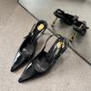 Mode Mode Metallabsätze Damen Pumps Schuhe Spitze Zehenpartie Damen Slingbacks Schnallenriemen Schuhe Partykleid Damen High Heels Schuhe