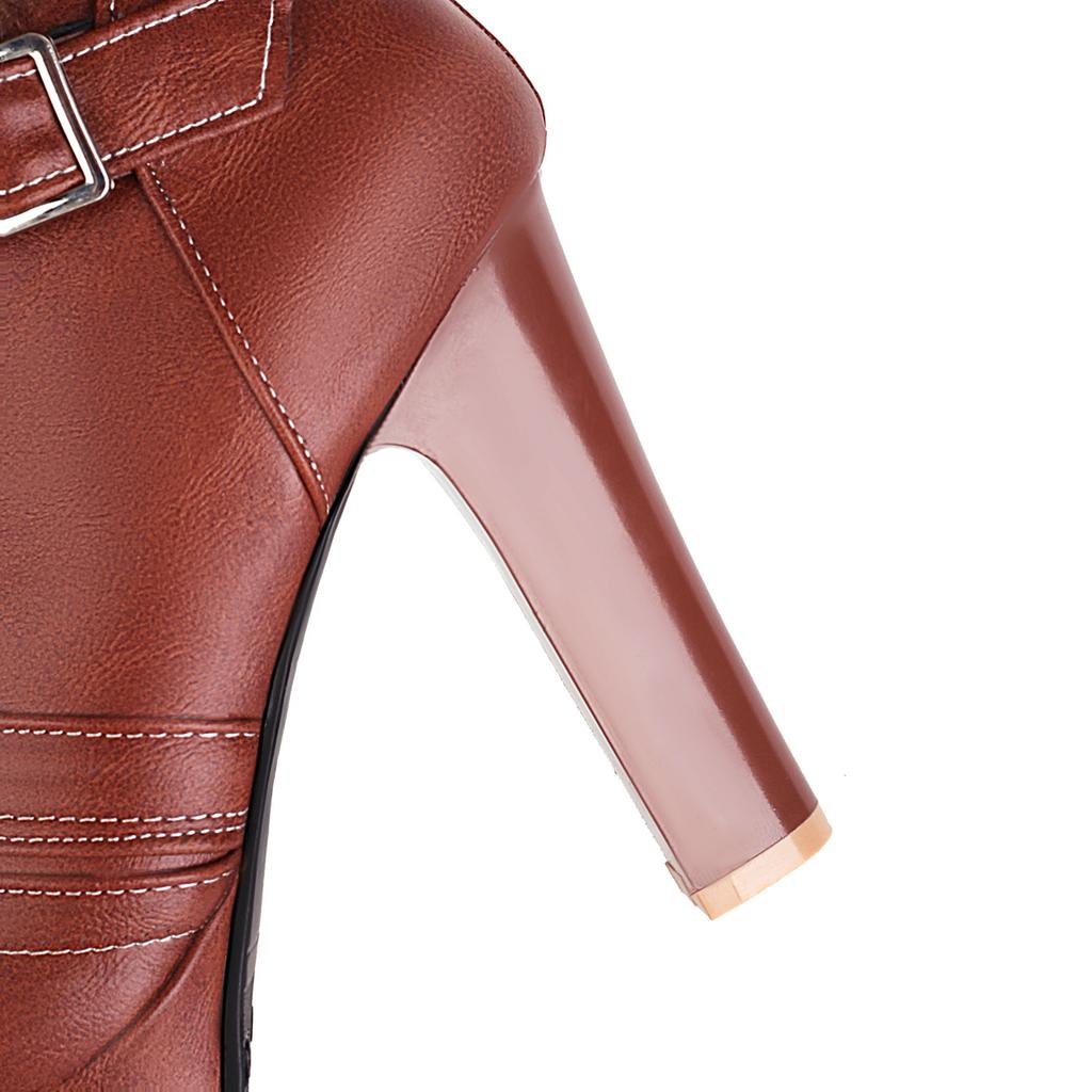 Women's High-heeled Short Boots Autumn and Winter New European and American Style Waterproof Table Thick-heeled Large-size Roman Short Boots