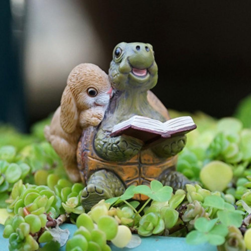 Multicolor Cartoon Rabbit Figurines Micro Landscape Resin Garden Turtle Statue Waterproof Bonsai Ornament Lawn Animal Sculpture