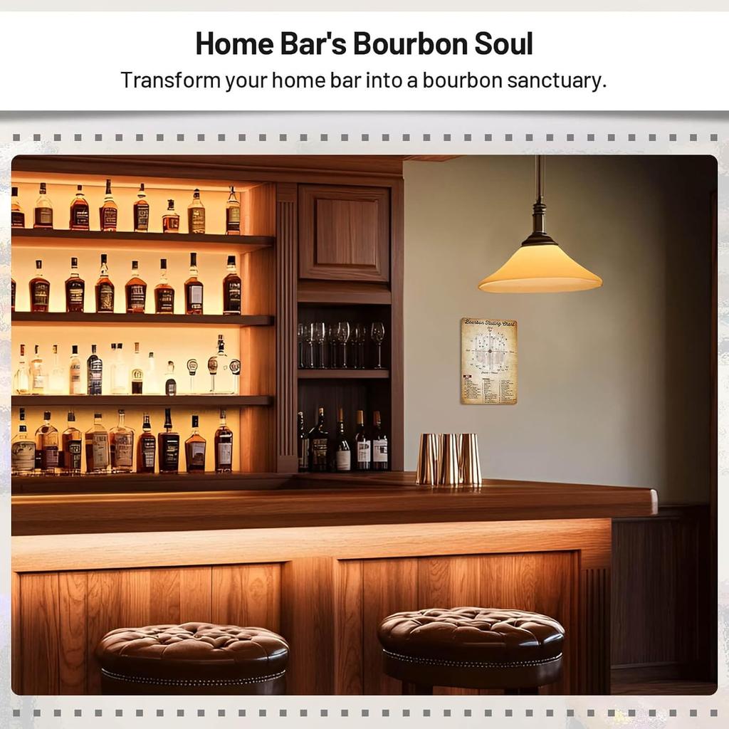Bourbon Tasting Chart, Vintage Metal Tin Sign, Whiskey Lover's Wall Art Decor, for Home Bar, Club, Kitchen 8x12 Inches Wall Decor Poster