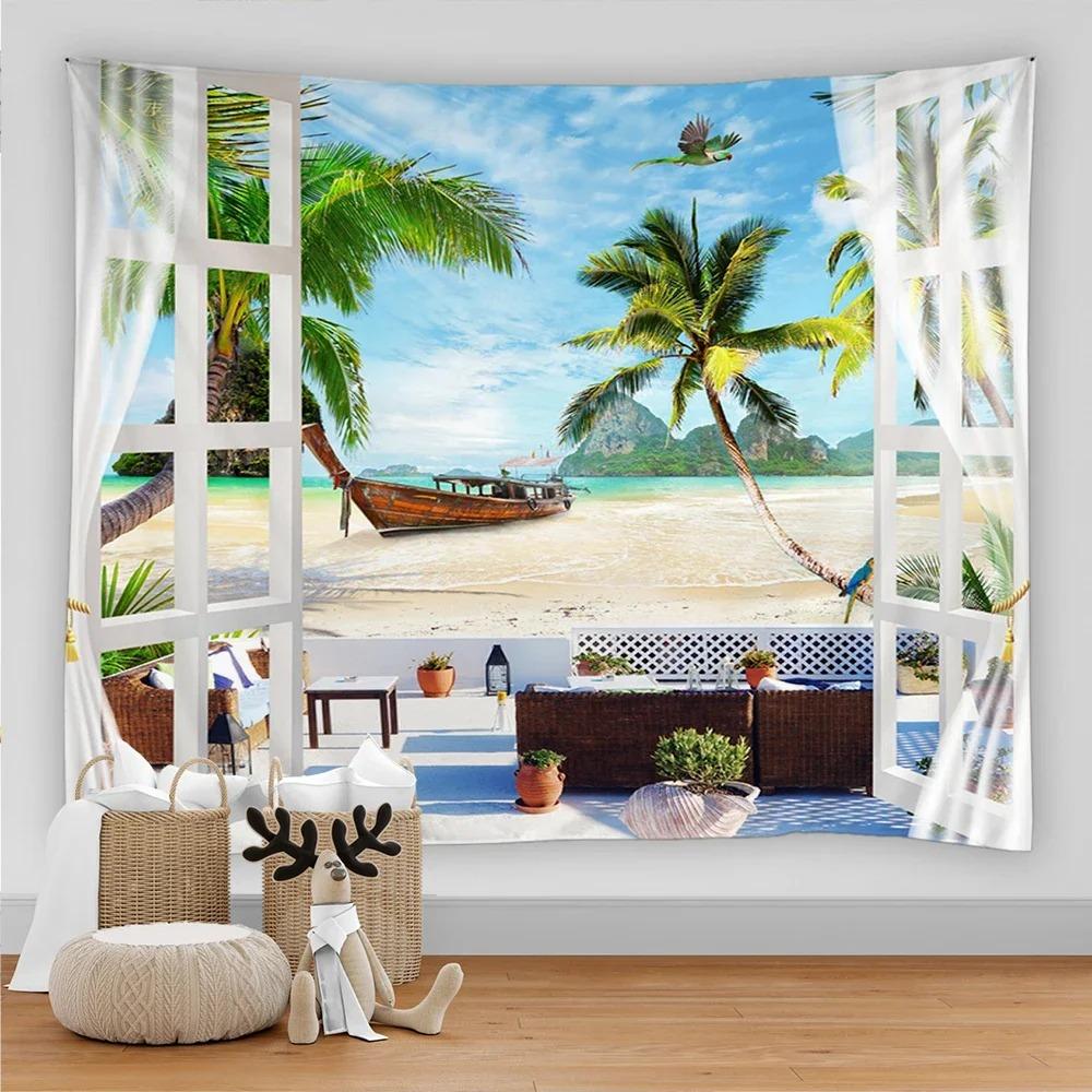 Marine Animal Home Decorative Fabric 3D Digital Printing Tapestry Psychedelic Undersea World Sea Fish Dolphin