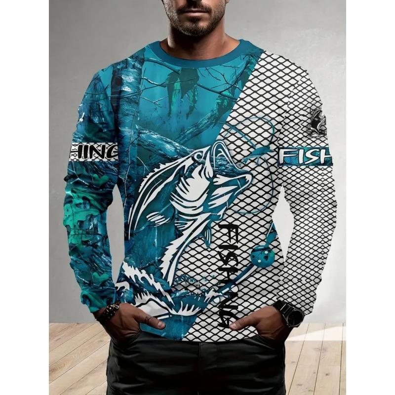 Fishing Shirts Men's T-Shirts Long Sleeve Men Clothes Autumn Streetwear Top Pullovers Male T Shirt Outdoor Casual Men's Clothing