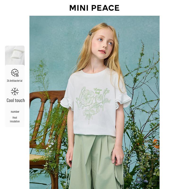 Детская футболка с коротким рукавом и цветочным принтом для девочек MiniPeace 150