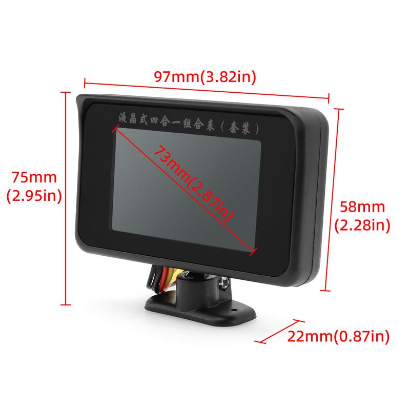 ZMFJH 4IN1 LCD-Anzeige Auto Mehrfach Digitaler Öldruck+Wassertemperatur+Kraftstoffanzeige+Spannung mit Sensor Summer Blinkendes Alarmsignal 12V24V
