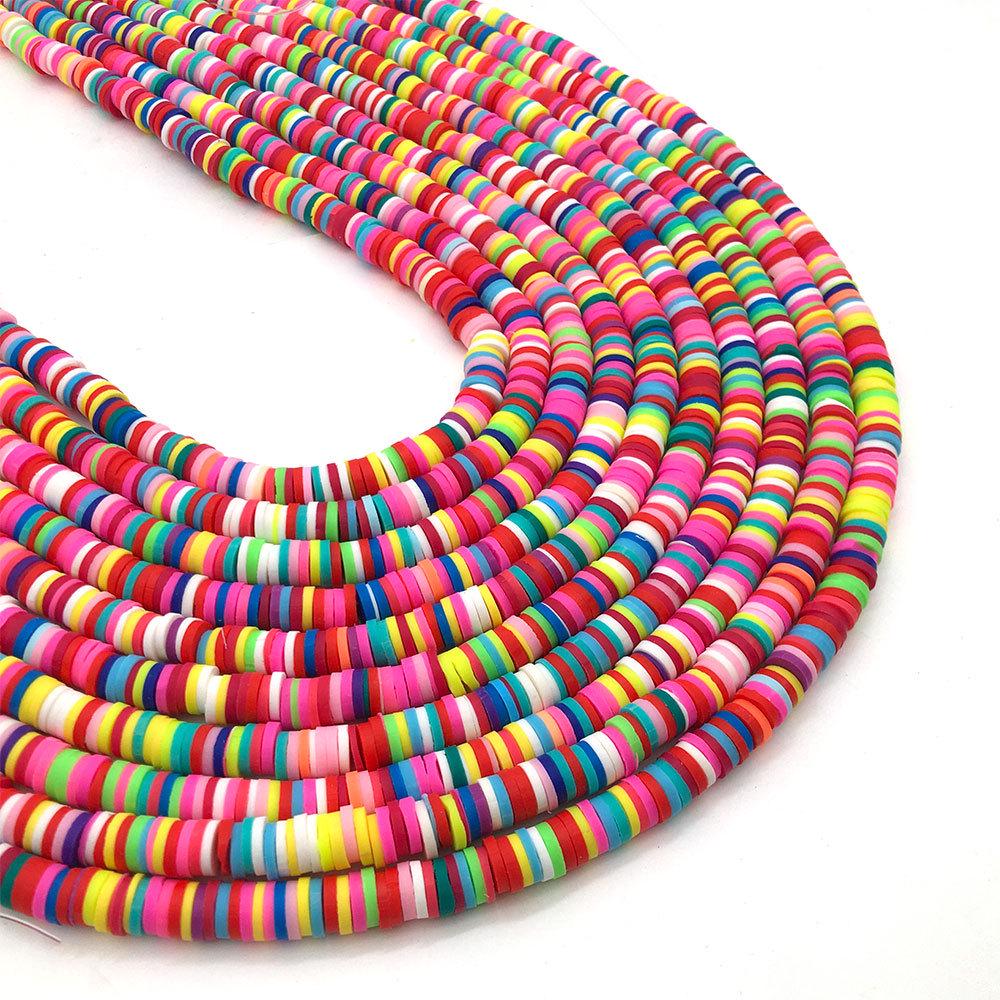 

Bohemian Style Polymer Clay Disc Beads - 1 Strand of 350 Colorful 6mm Beads for Necklace & Bracelet Jewelry Making