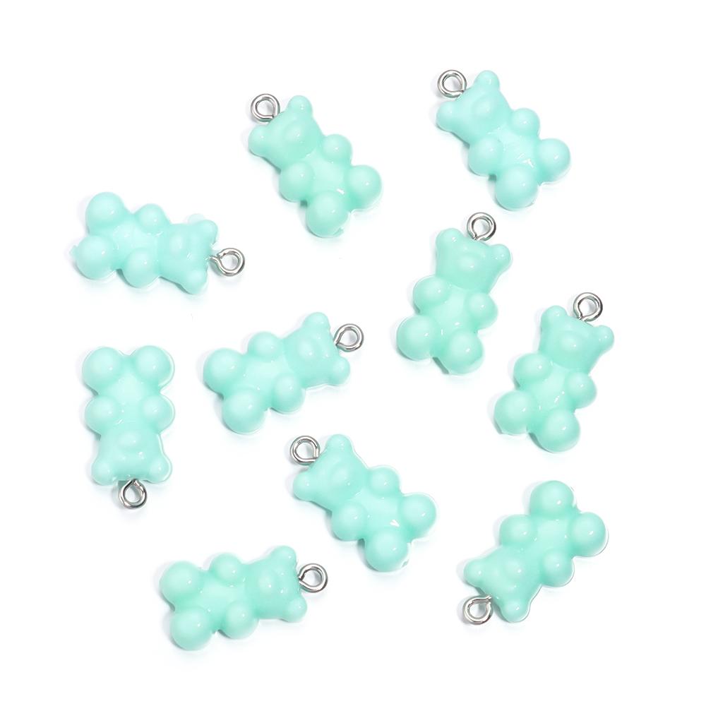 10Pcs/Lot 22×12mm Acrylic Pendant Macaron Colored Mini Bear Pendant For Diy Cute Necklace Earrings Gift Jewelry Accessories