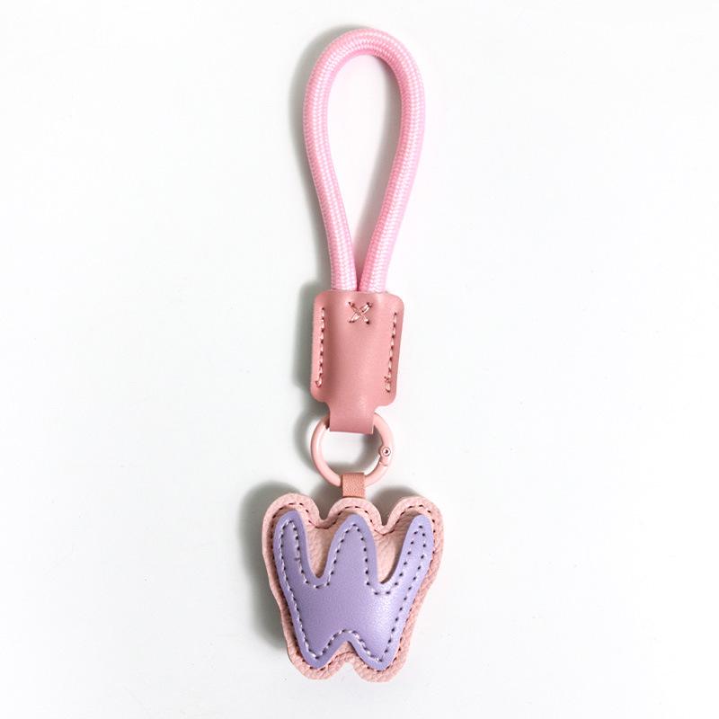 High-End Leather Alphabet Keychain Bag Pendant