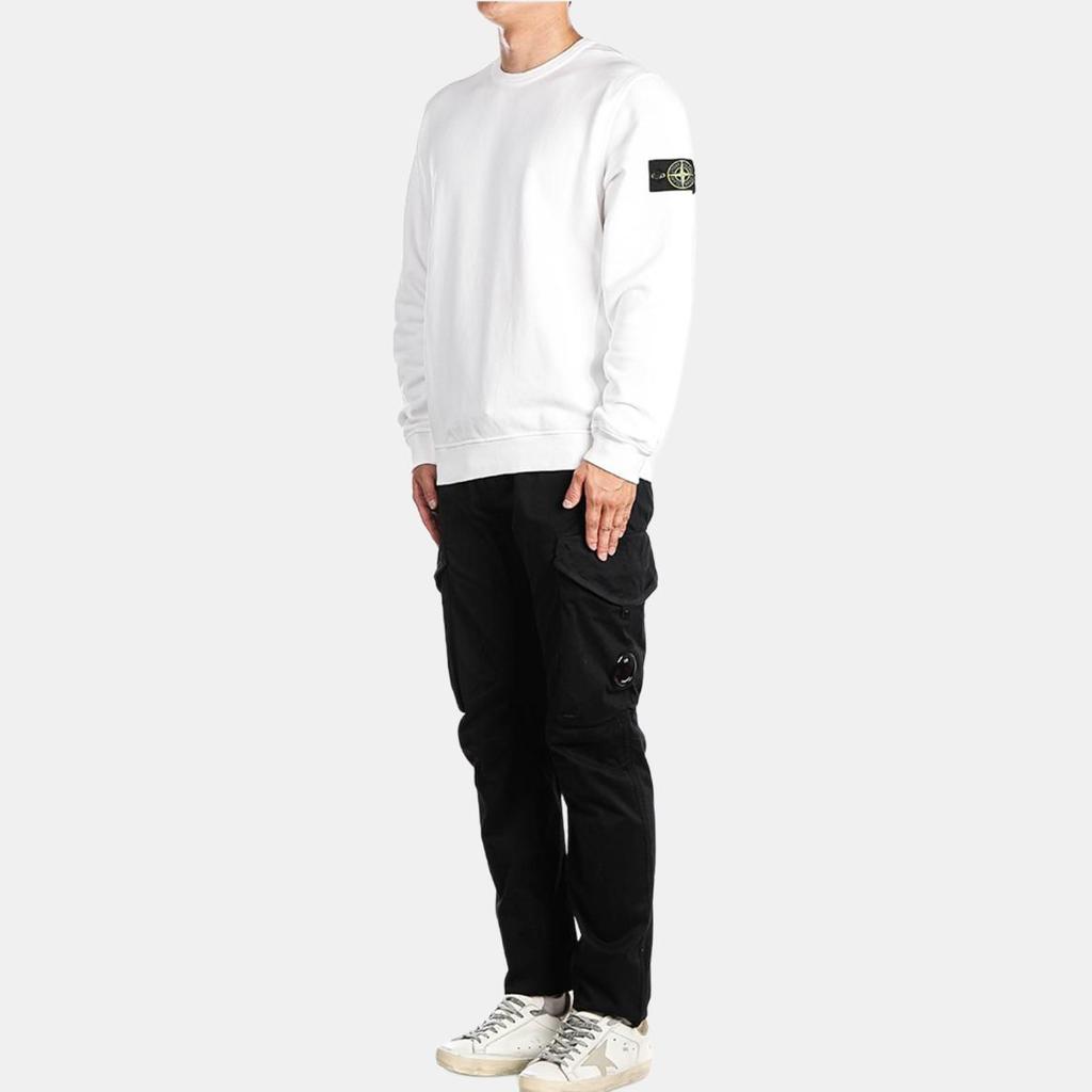 STONE ISLAND Fleece garment-dyed Rundhals Weiß Herren Streetwear 811562420-V0001