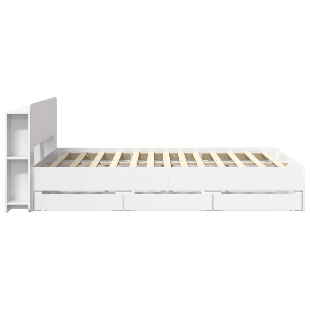 Bed Frame with Storage Space White 150 x 200 cm Particleboard