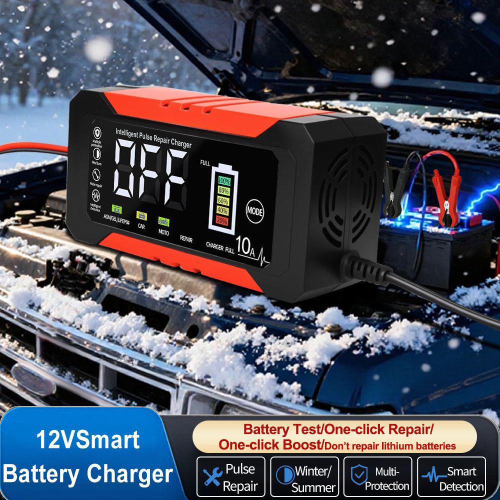 12V 10A Smart Battery Charger for Cars and Motorcycles