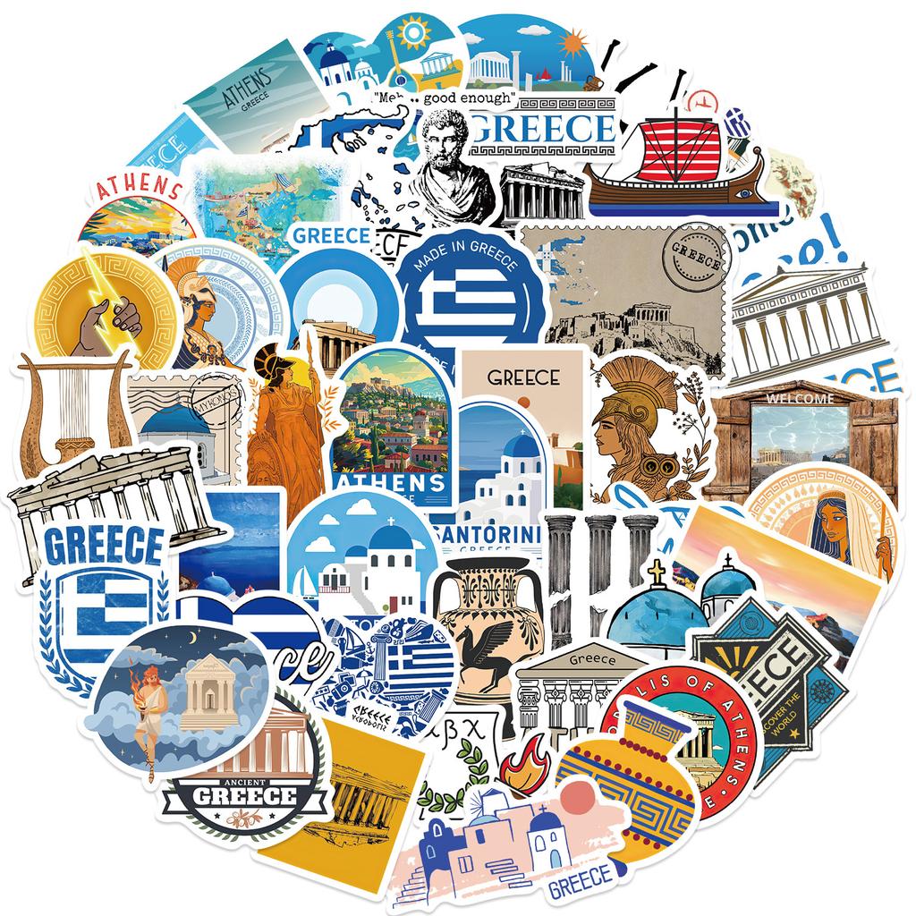 50 Greek Greece Graffiti Stickers Decorate Guitar Notebook Suitcase DIY Waterproof Stickers