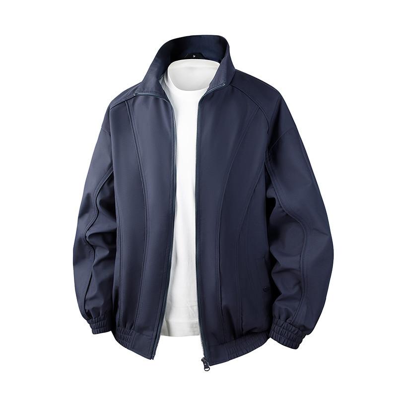 Stand-up Collar Jacket for Men Casual Loose Trend Solid Color Versatile Spring New Zipper Windproof Men's Jacket