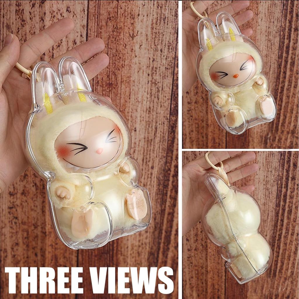 Clear Bag Keychain for LABUBU Plush Doll,Hanging Display Case,Protective Case,Plastic PVC Storage Box Party Gifts