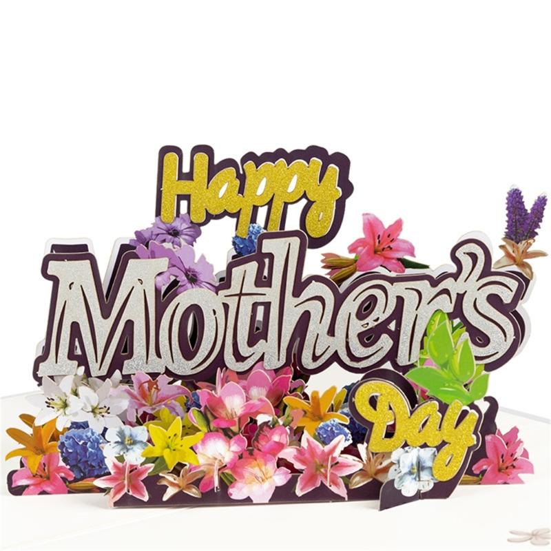 Unique 3D Flower Card Mother’s Day 3D Blessing Card DIY Blessing Message Unique Decoration for Holiday Special Day