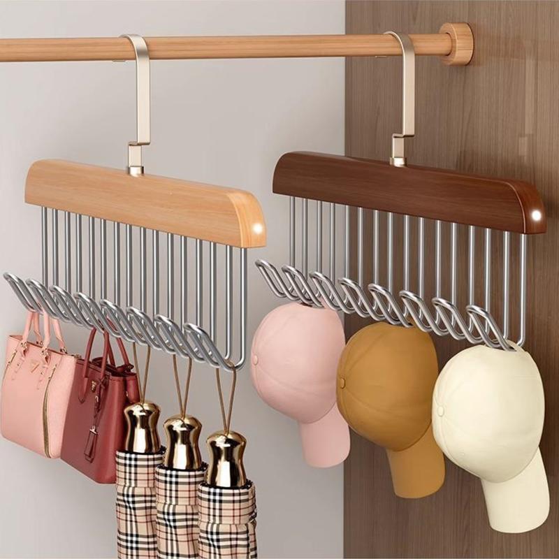 Wooden Multifunctional Sling Hanger With Metal Hooks For Closet Organizing Storing Bras Bags Tank Tops