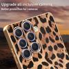 For Samsung Galaxy A54 5G Case Leopard Print PU Leather Coated PC + TPU Electroplating Phone Cover