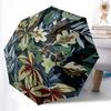 1pc Leaf Pattern Automatic Folding Umbrella Durable Iron Frame,All Seasons Home Travel Outdoor Multifunctional Umbrella Yy251115084