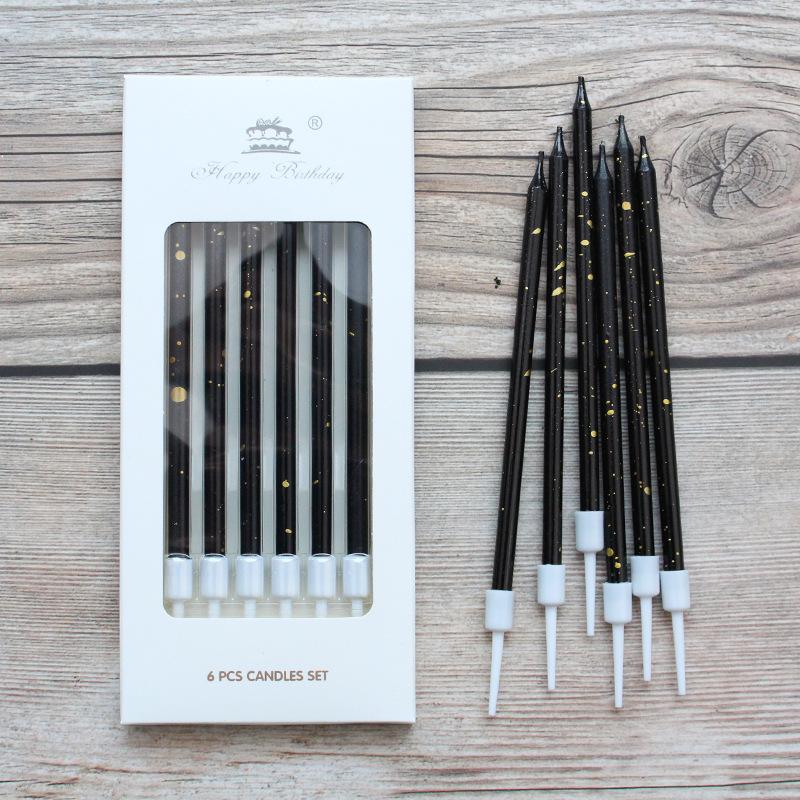 

New Black and White Gold Dot A8 Straight Pencil Candle Birthday Party Party Long Pole Boxed Baking Candle A8 white gold candle