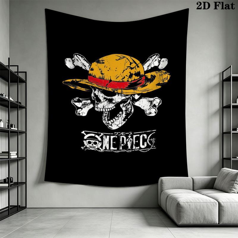 One Piece Straw Hat Pirates Wall Tapestry Aesthetic Wall Hanging Printed Fabric Blanket Decorative Tapestries For Bedroom Living Room Home Decor