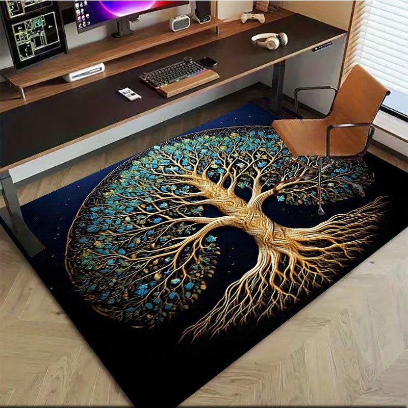 """Goldener Baum des Lebens Wandkunst Dekor" Büromatte Perfekt für Heimdekoration Schreibtischstuhl Teppiche Stuhlteppich für Büro Polyester Stuhlmatte Geschenk"""