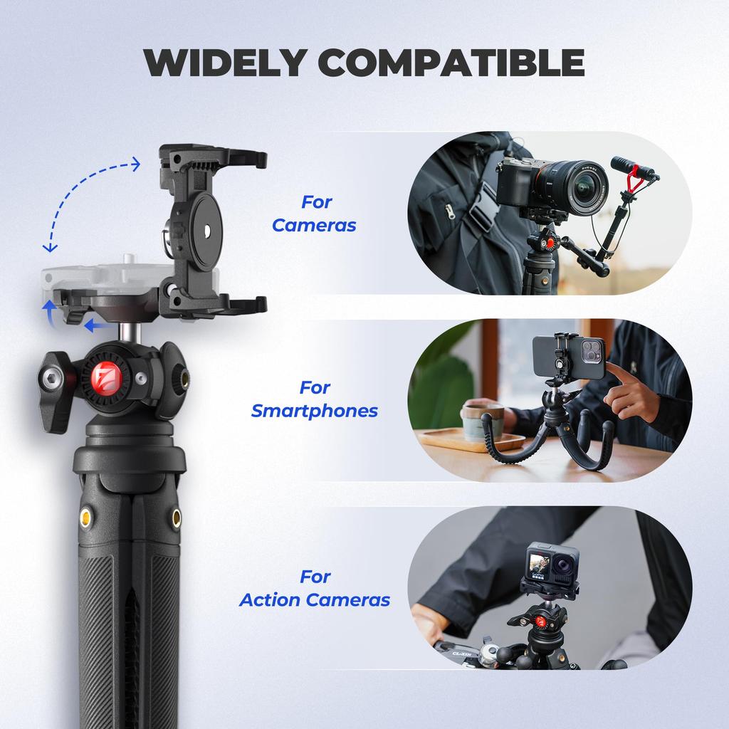 Suporte Tripé Freewell Vlogpod 3K com Suporte para Telefone e Montagem de Sapata Fria com Parafuso Ideal para DSLR e Vlogging Suporta até lbs 1/4" - iPhone, Câmera,