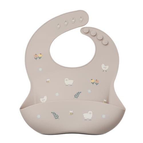noüka Platinum Silicone Baby Bib Dino Adjustable Mealtime Apron with Wide Pocket Dishwasher Safe