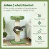 Cat Tree with Scratching Post, Activity Center, Platforms, Cushion, 45 x 45 x 91 cm, Green and Beige