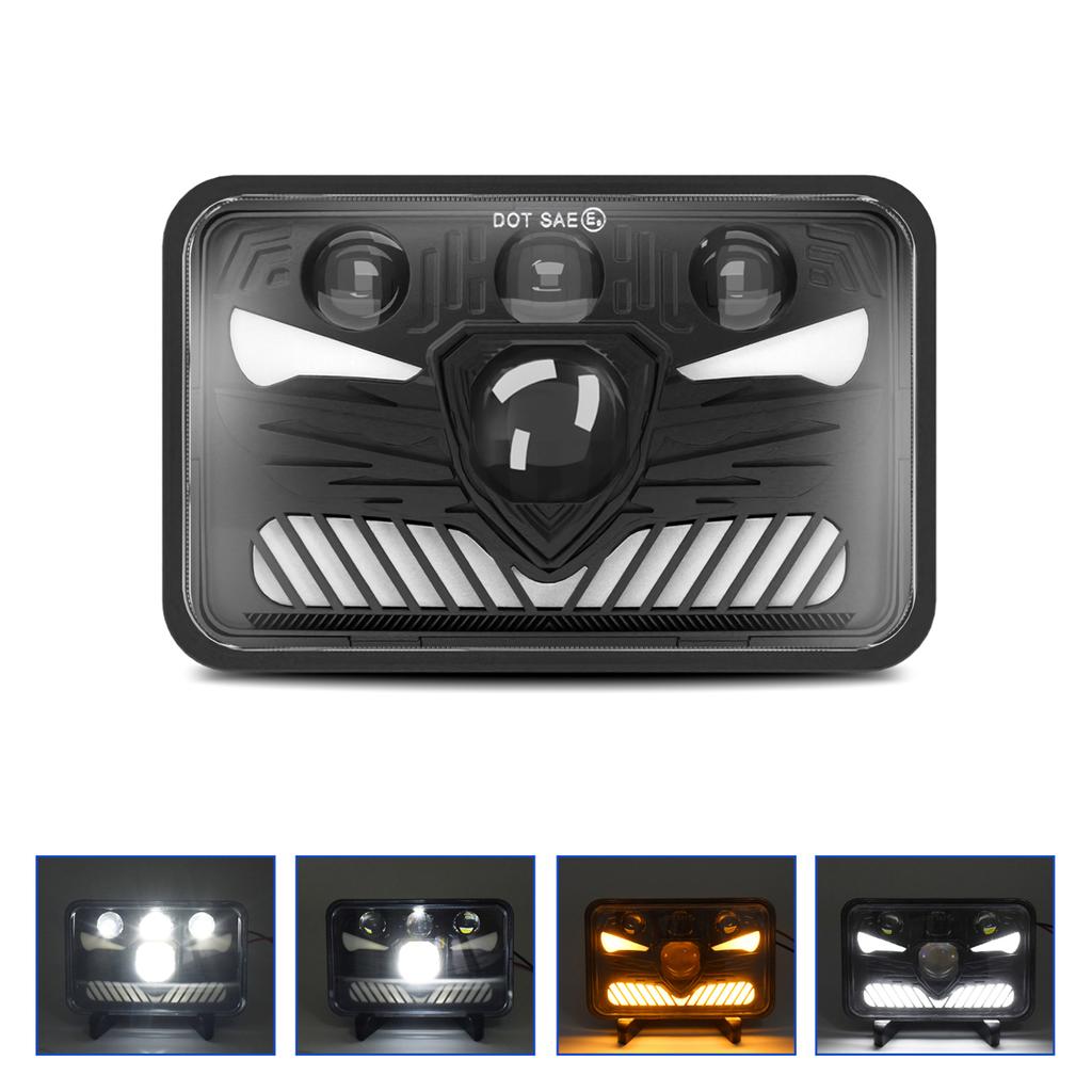 4x6 LED Headlights 5inch Square LED Headlamp 1Pair with Daytime Running Lights Turn Signal Light