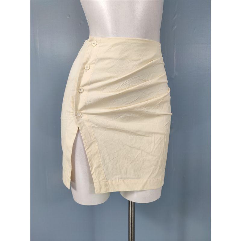 

Заказ внешней торговли FN Повседневный Приталенный Укороченный топ с коротким рукавом + Юбка с завышенной талией и эффектом похудения Комплект коротких платьев Женский Light Beige (Skirt) M