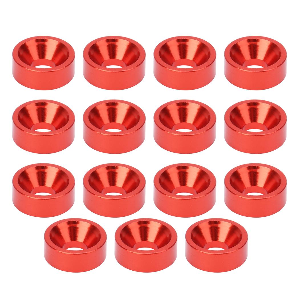 15pcs M3 Countersunk Screw Washer Aluminium Alloy Concave Gasket Fit for RC ModelRed
