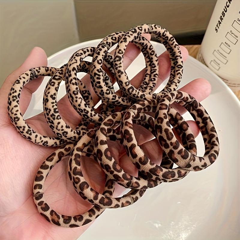 New Autumn Winter High Elasticity Seamless Leopard Print Hair Ties for Women, Durable Thick Hair Bands