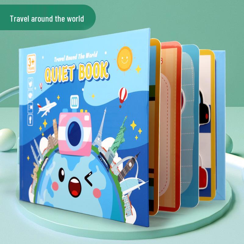 Grenzüberschreitendes Früherziehungs-Quiet-Stickerbuch für Kinder – Handgemachtes Lernspielzeug-Paket
