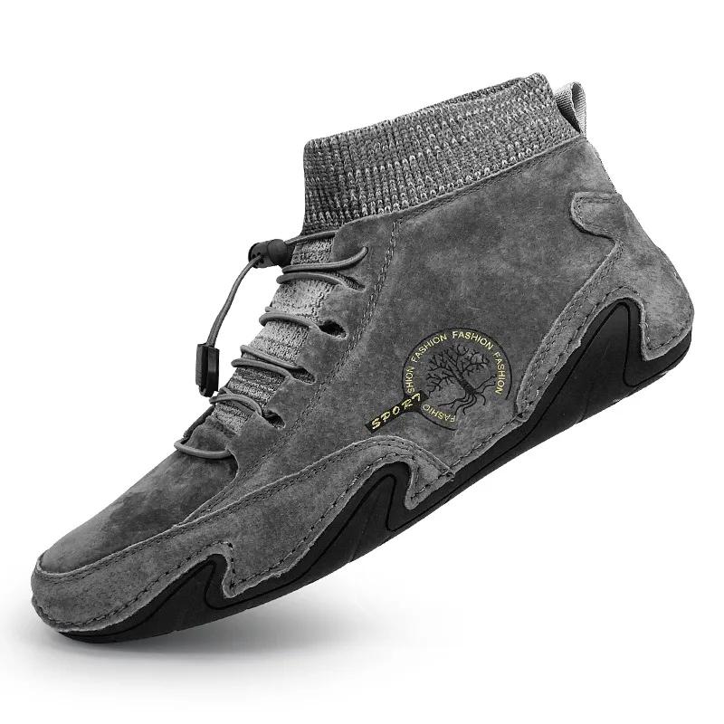 

Мужская дышащая удобная водонепроницаемая кожаная повседневная обувь для мужчин легкая прочная нескользящая плоская обувь для всех сезонов сапоги US 5(EUR 38) серый