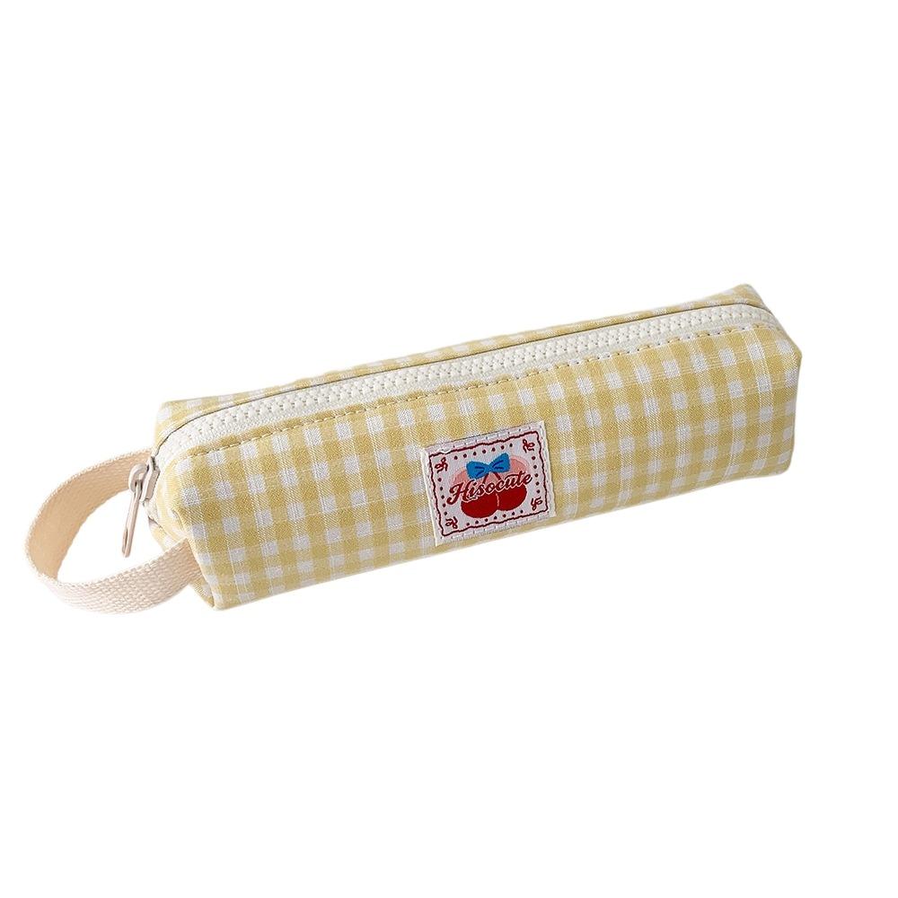 Desktop Storage Korean Style Pen Bag Plaid Pencil Pouch Cloth Stationery Bag Student