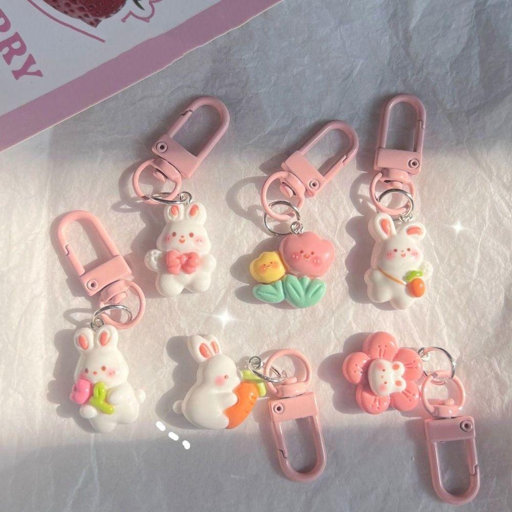 Bunny Carrots Resin Rabbit Carrots Pendant Resin Rabbit Tulip Keyring Car Hanging