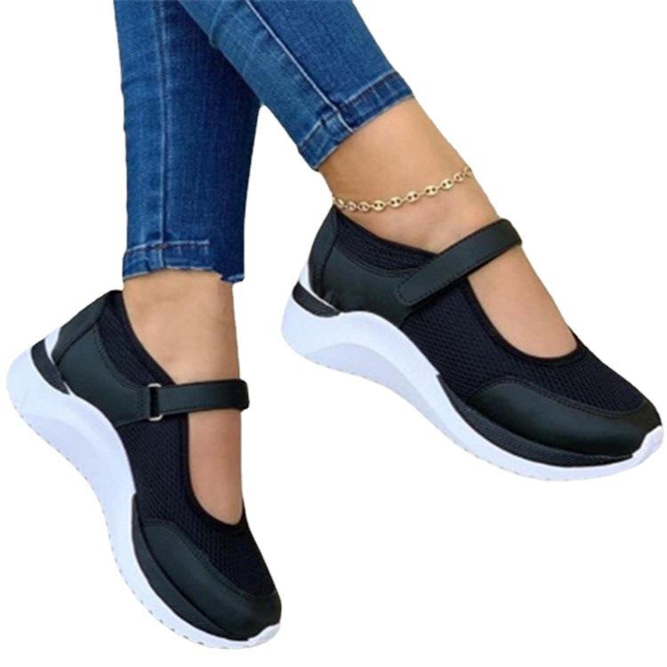 New casual single shoes women's spring and summer new slope heel Velcro casual large size sports women's shoes