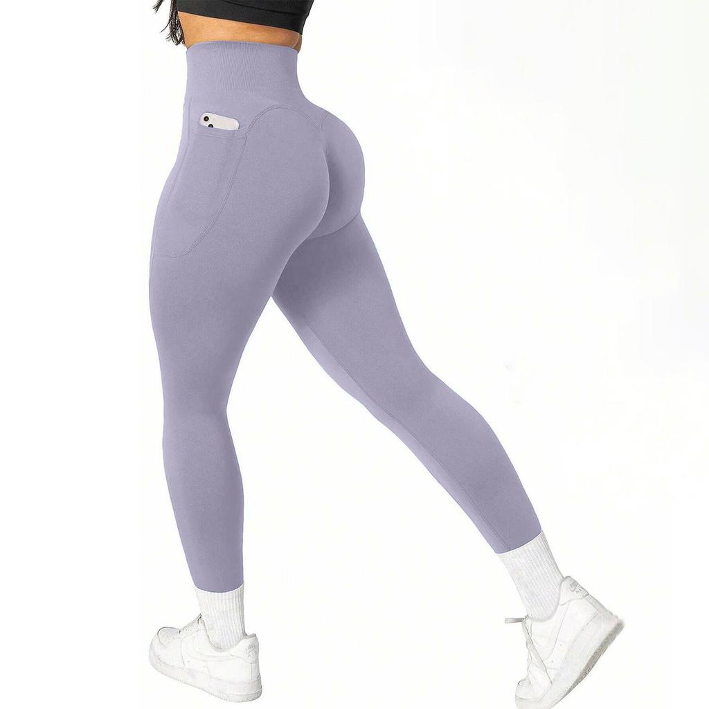 Plus Size High Waist Yoga Pants with Side Pockets - Women's Sports Leggings